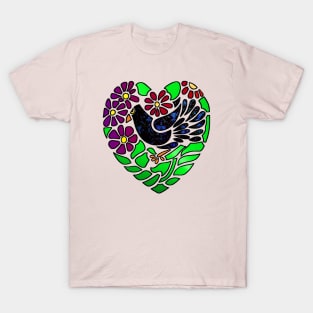 Gothic Bird in Heart T-Shirt